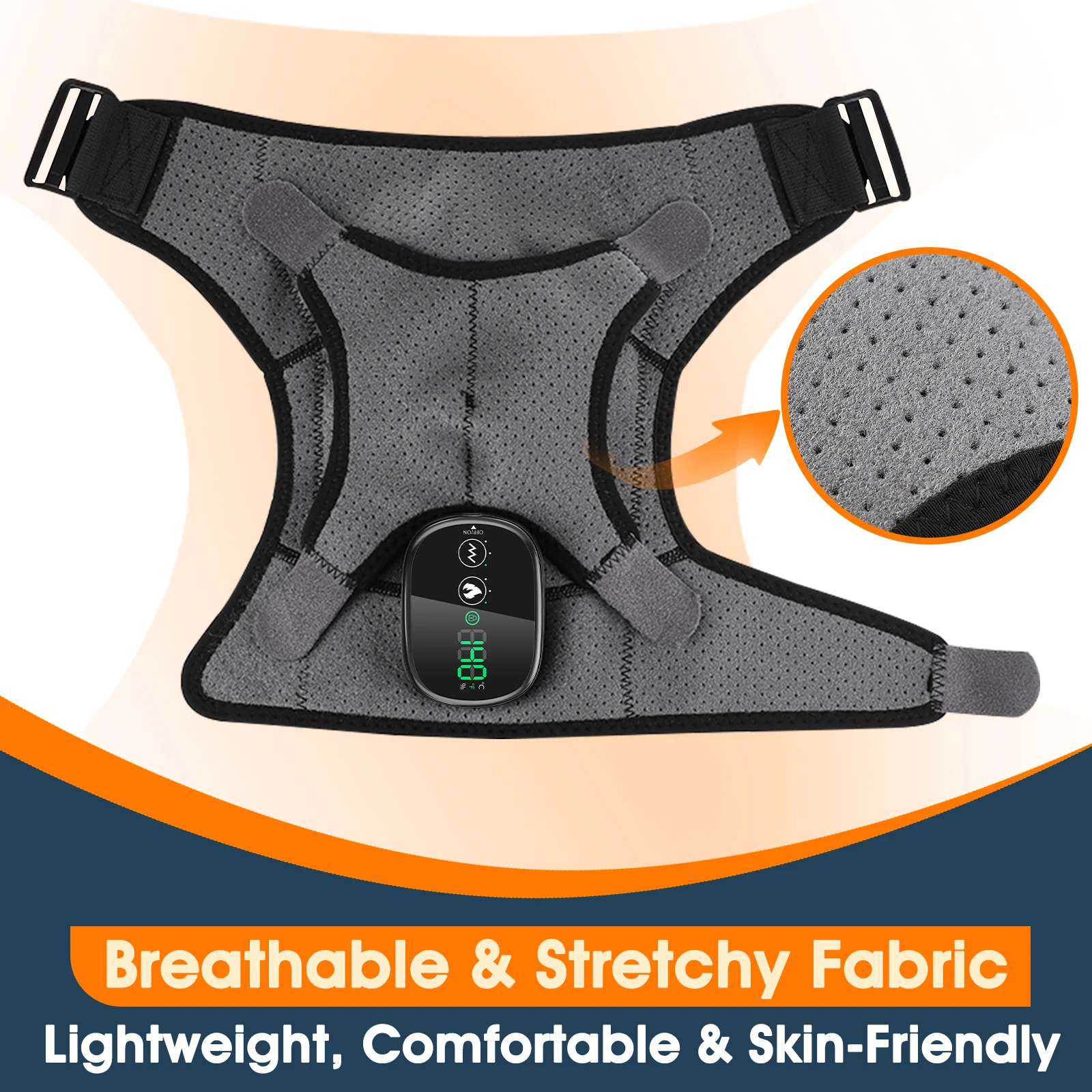 Heated Shoulder Wrap with Vibration Massage, 3 Heat & 3 Massage Levels, Touch Control, 5000mAh Rechargeable USB-C