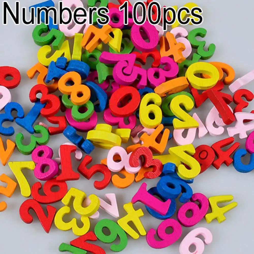 100Pcs Colorful Letters Numbers Wooden Flatback Embellishments Crafts Tool Decorative Letters & Numbers Decoration