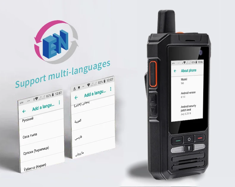 ANYSECU W8pro Walkie Talkie водонепроницаемая IP54 Пыленепроницаемая Противоударная Walkie Talkie 5300mAh Android 10 система Micro SIM с GPS