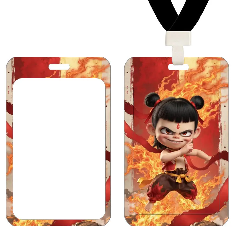 Nezha's Demon Child Sea of Troubles Student Meal Card Document Protection Set Campus Card Shuttle Bus Card Set with Hanging Rope