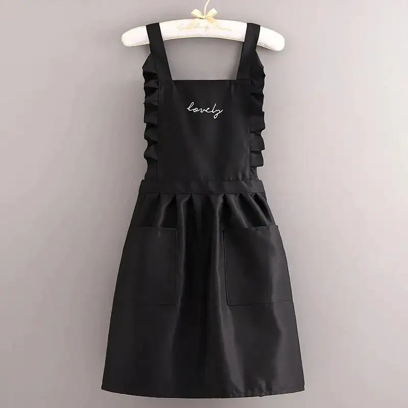 Cute Polka Dot Kitchen Apron with Ruffle Trim Sweet Heart Design Large Pocket for Home Cooking Baking Gifts