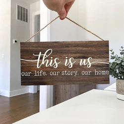 Rustic This is us Wall Hanging Decor Wood Art Plaques Sign Door Sign for Home Living Room Kitchen Decor