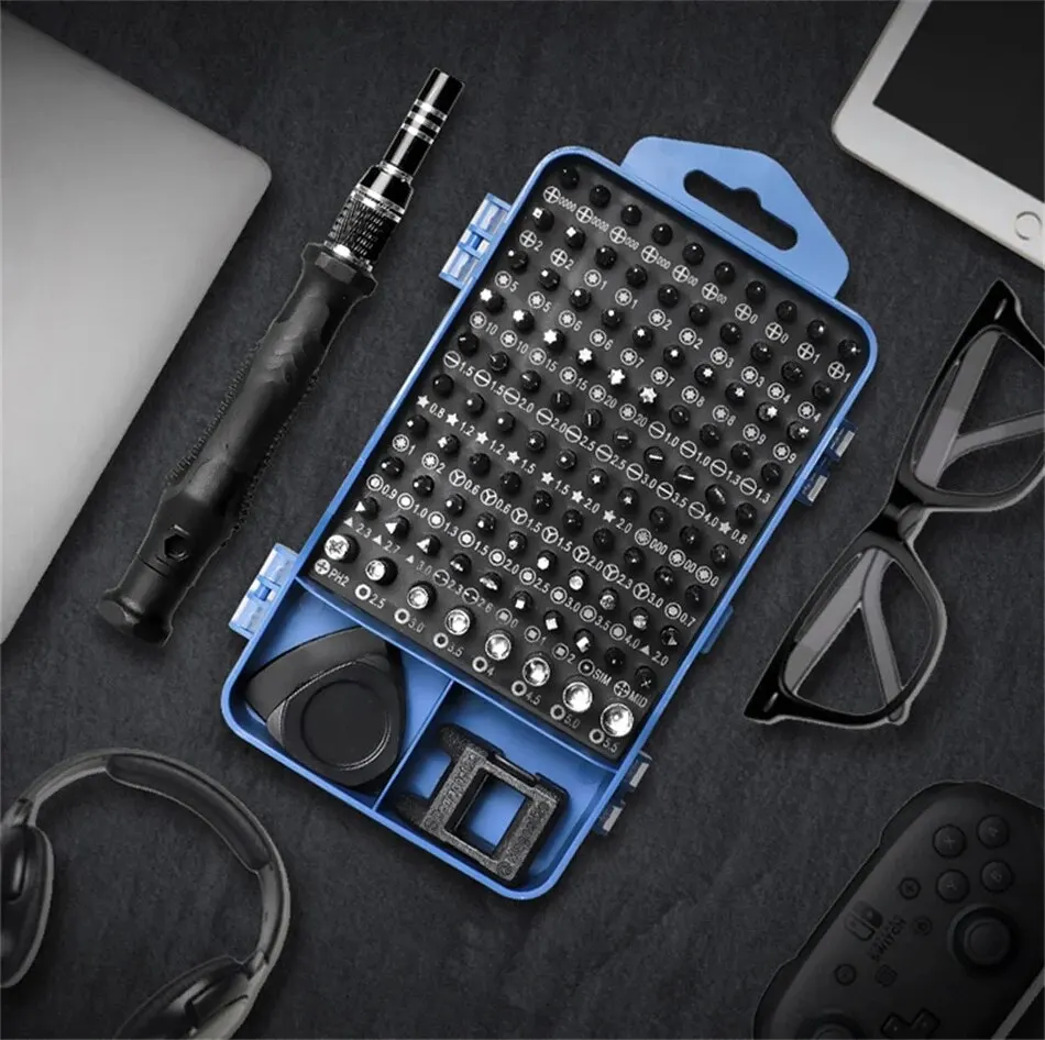 Kit de Destornilladores de Precisión 115 en 1 con Puntas Torx y Hex Magnéticas Multiusos para Reparación de Móviles, Portátiles, Gafas y Relojes 2