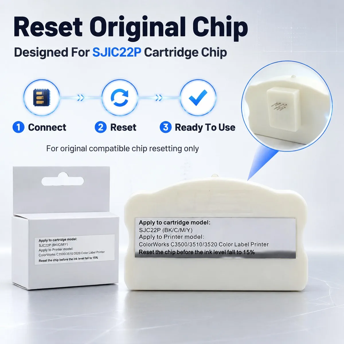 SJIC22P Stable Quality Ink Cartridge Chip Resetter Decoder For Epson TM-C3500 TM-C3510 TM-C3520 C3500 C3510 Reusable Reset