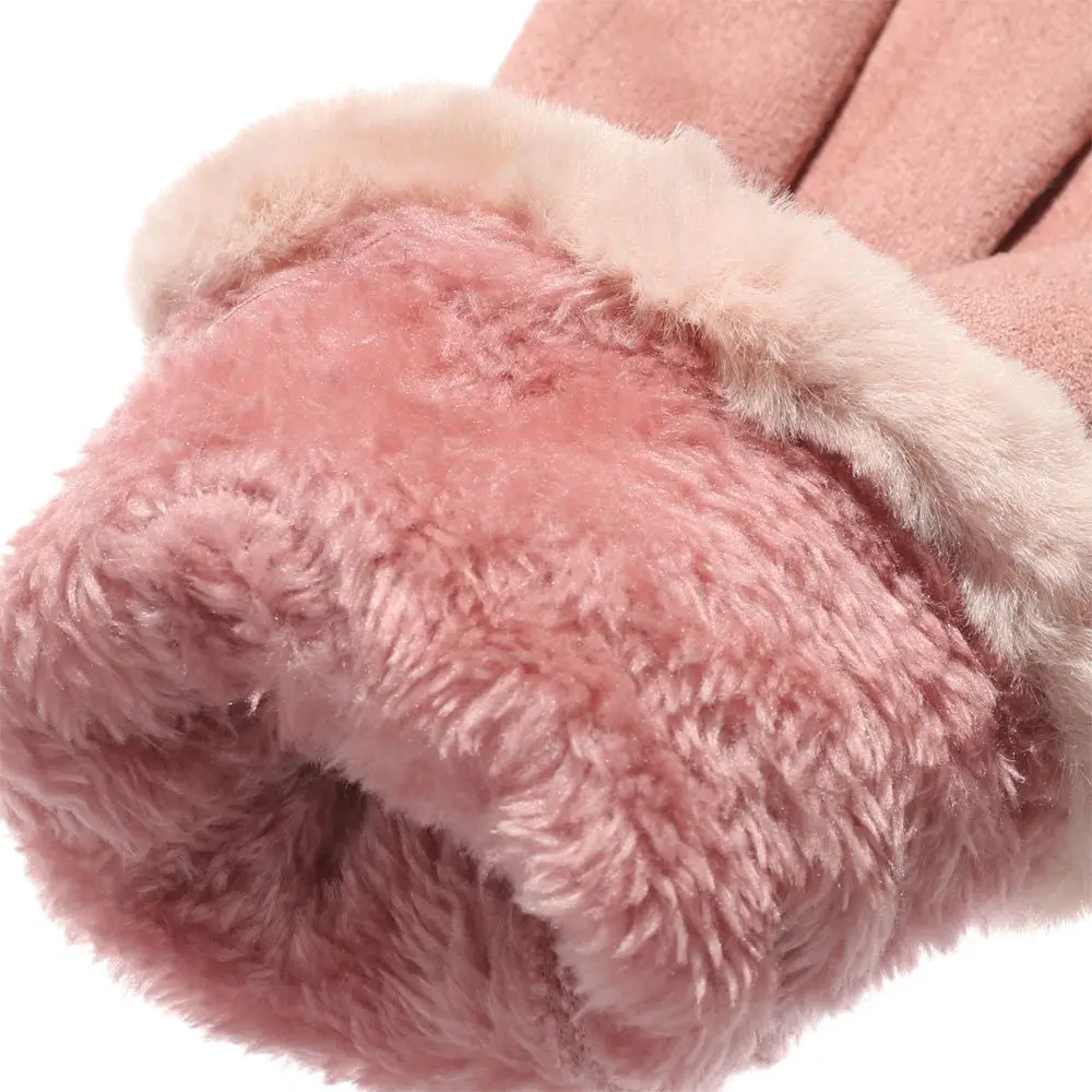 Gants d'hiver en velours coupe-vent épais et chauds pour la conduite de Ski, mitaines en cachemire, en fausse fourrure, pour écran tactile