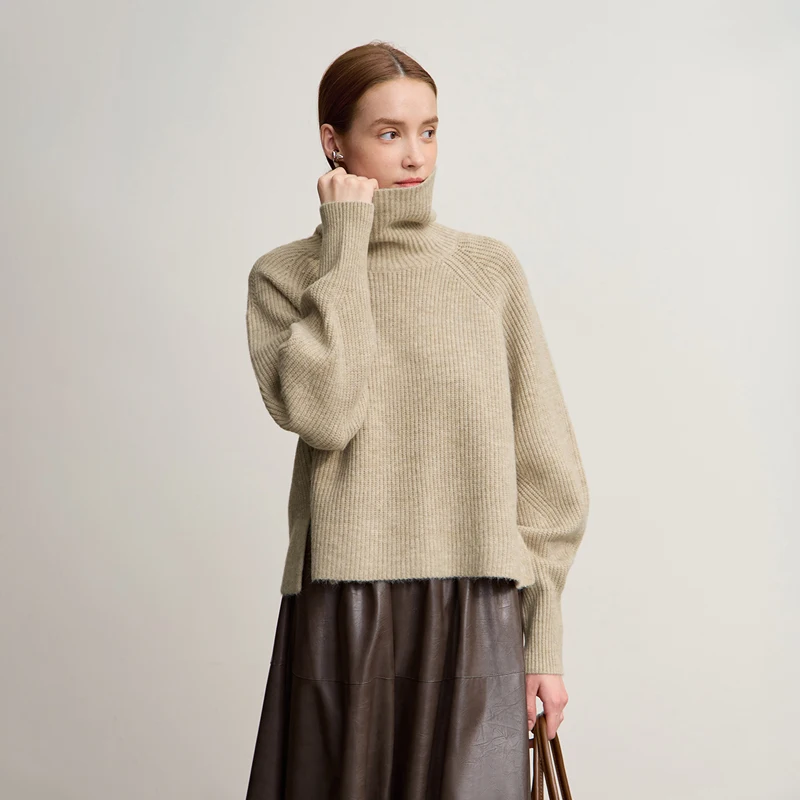 Amii タートルネックセーター女性のためのルーズ多用途暖かいルーズスリーブトップ 2025 冬の新しいプルオーバーショートセーター女性 12554056