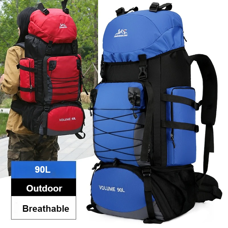 

Outdoor Camping Bag 90L Large Capacity Field Sports Mountaineering Camping Large Rucksack Water-proof Travel Luggage Backpack