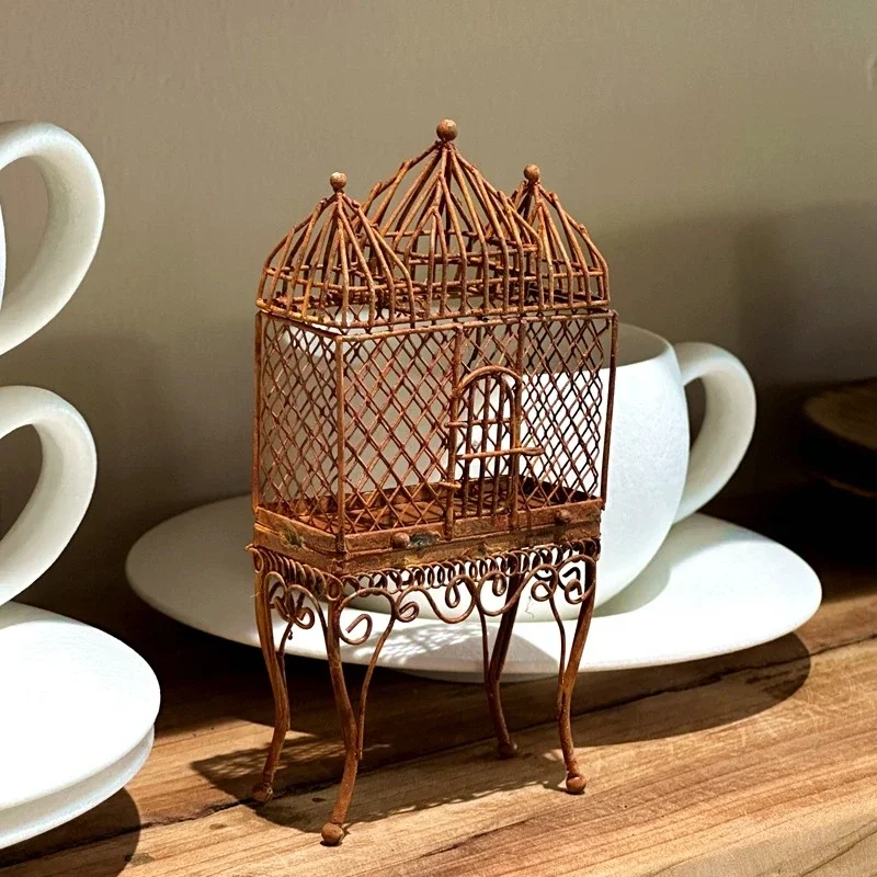

Mini vertical square bird cage ornament, handmade wire bird cage