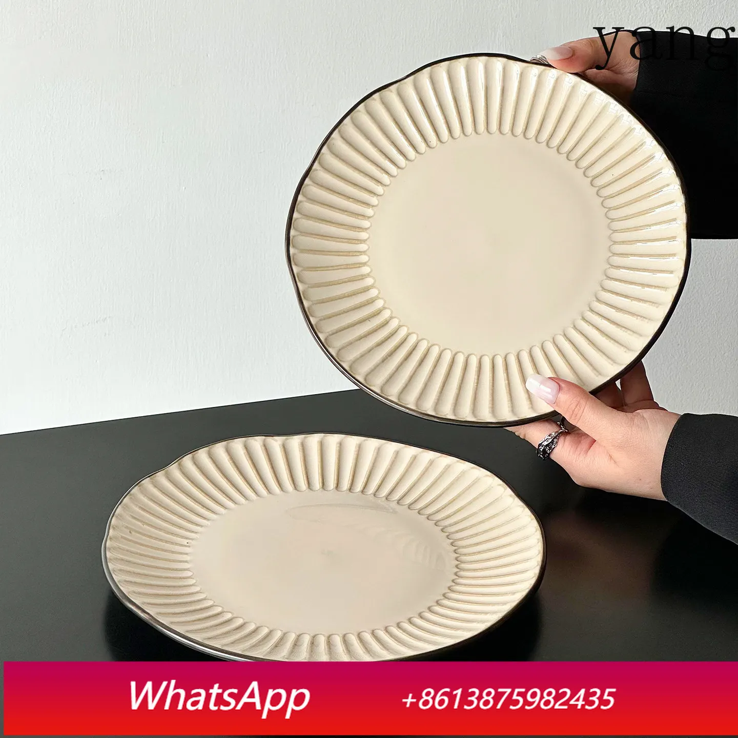 cx retro irregular ceramic plate Good-looking Western steak pasta plate