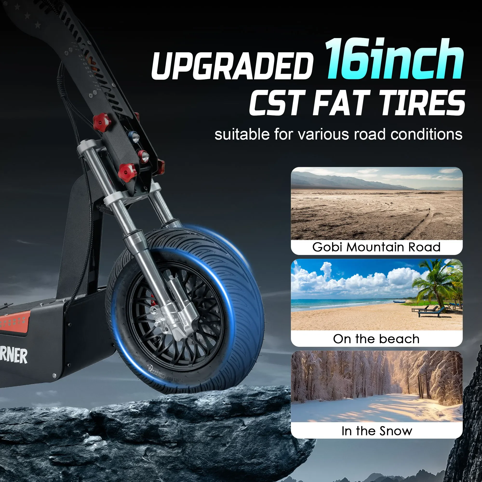 HEZZO F8 Electric Scooter 16 Inch Foldable 72v 8000W 62.5MPH 50Ah