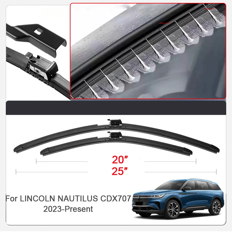 Car Custom Wet Arm Frameless Wiper Blades For LINCOLN AVIATOR NAUTILUS Upgrade Windshield Water Spray Cleaning Auto Accessories