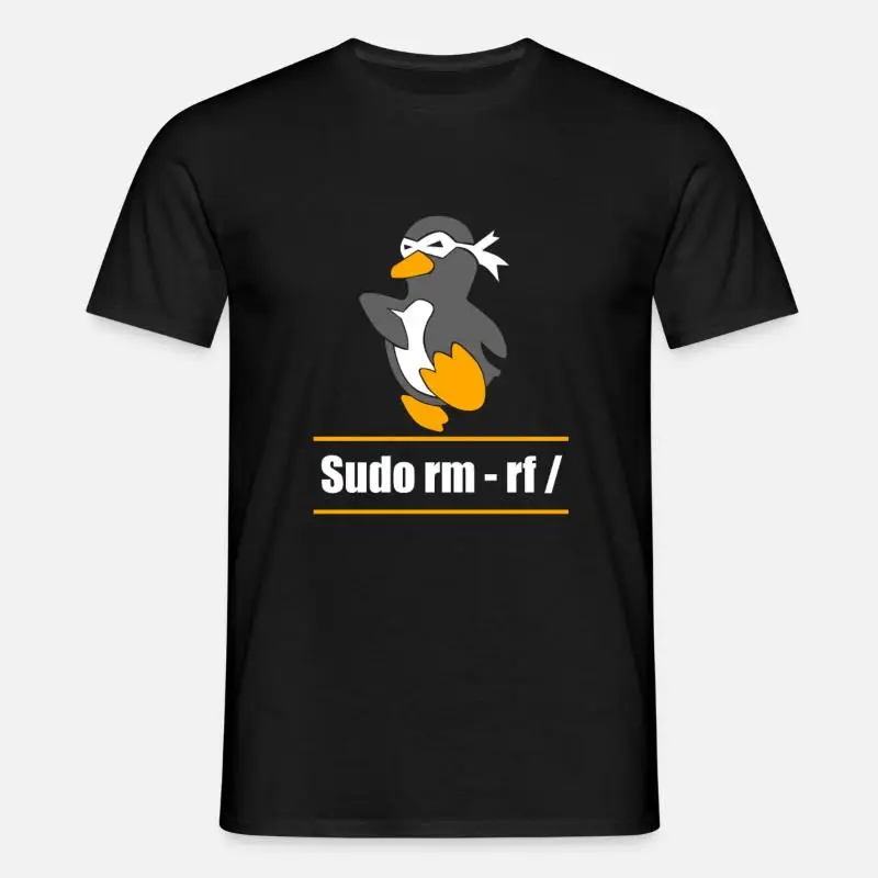 Tux Linux Pinguin Sudo Rm Rf Computerfreak Hacker Graphic T‑Shirt for Programmer Software Engineers Geek IT Developer Gift Tees