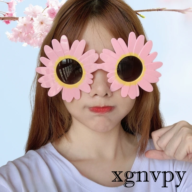 

Xgnvpy Decorative Glasses Party Funky Props Sunflower Small Daisy Flower Shape Photo Props Plastic Style Sunglasses