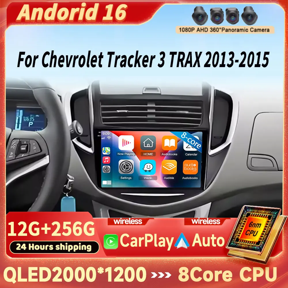 Reproductor Multimedia para Automóvil con Android Auto para Chevrolet Tracker 3 TRAX 2013 2014 2015, Radio, GPS, Navegación con Vídeo, Pantalla Carplay, Sin 2din