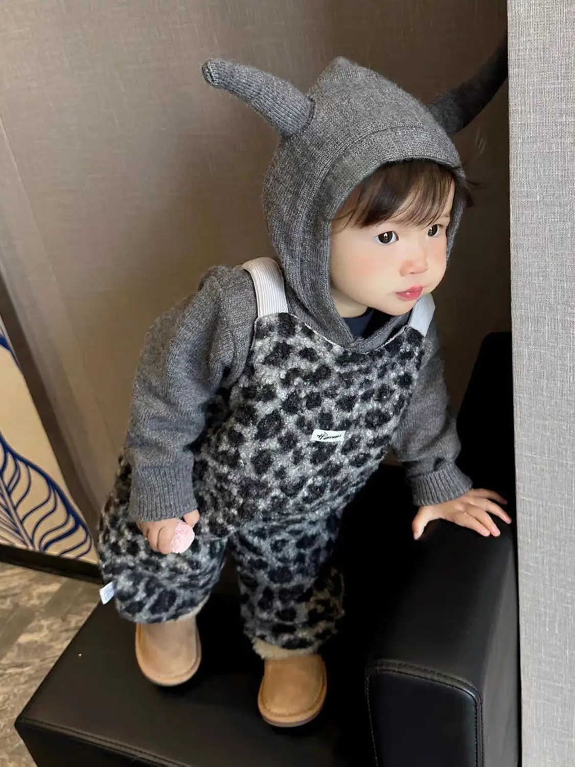 Autumn Winter Children Baby Girls Boys Warm Leopard print Jumpsuits+Sweater Cute Chic Baby Overalls Kids One-piece pant