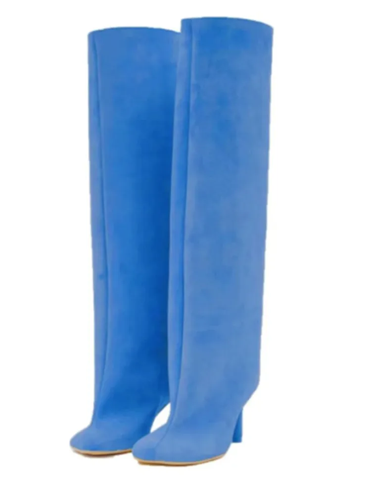 2025Autumn and Winter New Slim Heel Knee High Women\'s Boots Round Toe Fashionable Plus Size Women\'s Long Boots Knight Boots