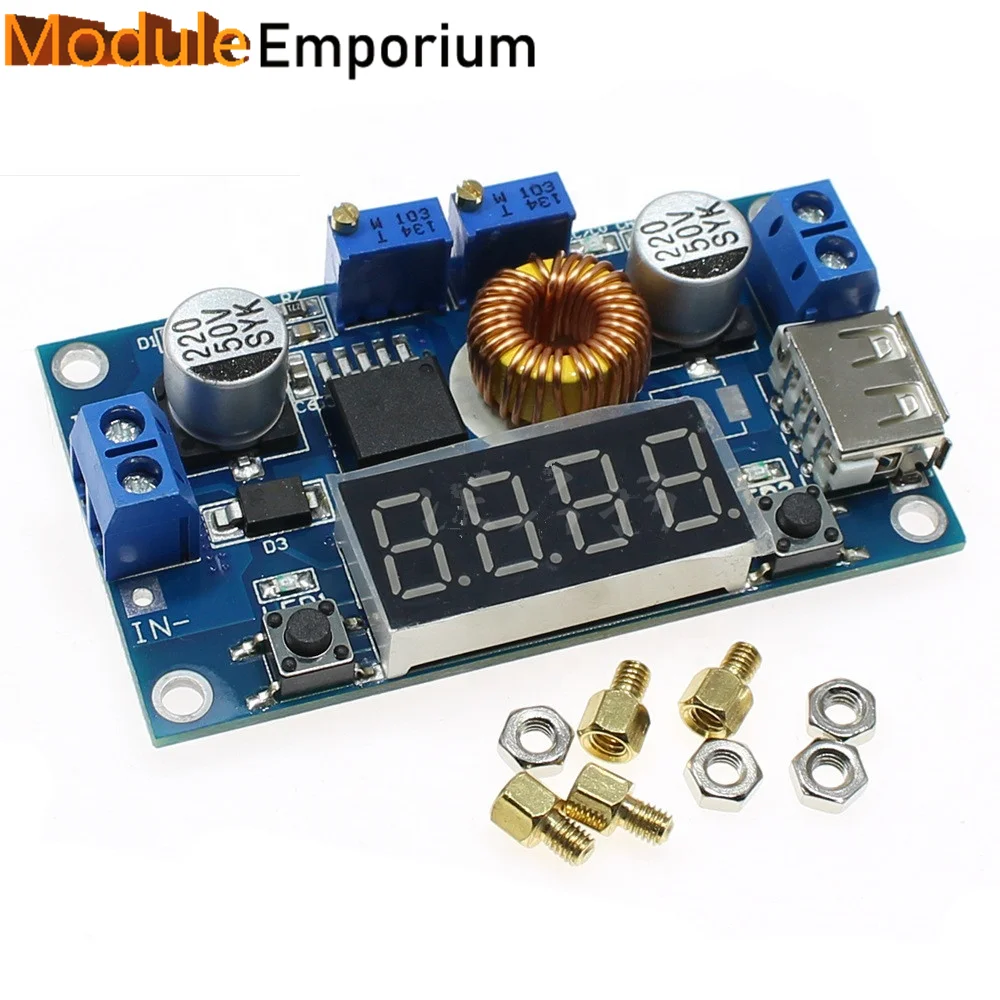 5A โมดูลจ่ายไฟแบบสเต็ปดาวน์กระแสคงที่แรงดันคงที่พร้อมจอแสดงผลพลังงานกระแสแรงดันไฟฟ้า LED ไดร์เวอร์แบตเตอรี่ลิเธียม