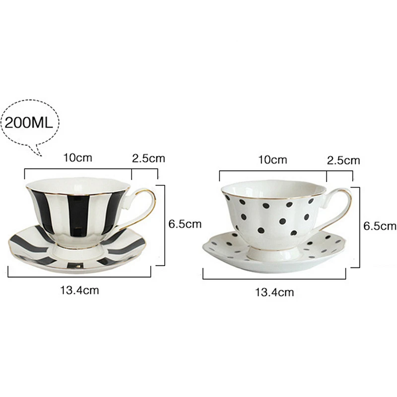 200ml Flower Shaped Coffee Cup Saucer Set, Ceramic Afternoon Tea Set Fine Bone China Tea Cup Gold-rimmed Drinkware