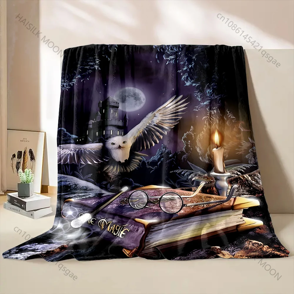 1PC Magical World Castle Owl Elements Printed Blanket Warm and Comfortable Blanket for Adults and Children Gifts Luxury Gifts