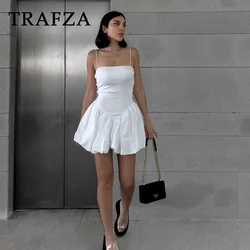 TRAFZA 2024 Spring Summer Sexy Patchwork Women Dresses Fashion Nightclub Strapless Camisole Solid Ball Gown Ladies Mini Dresses