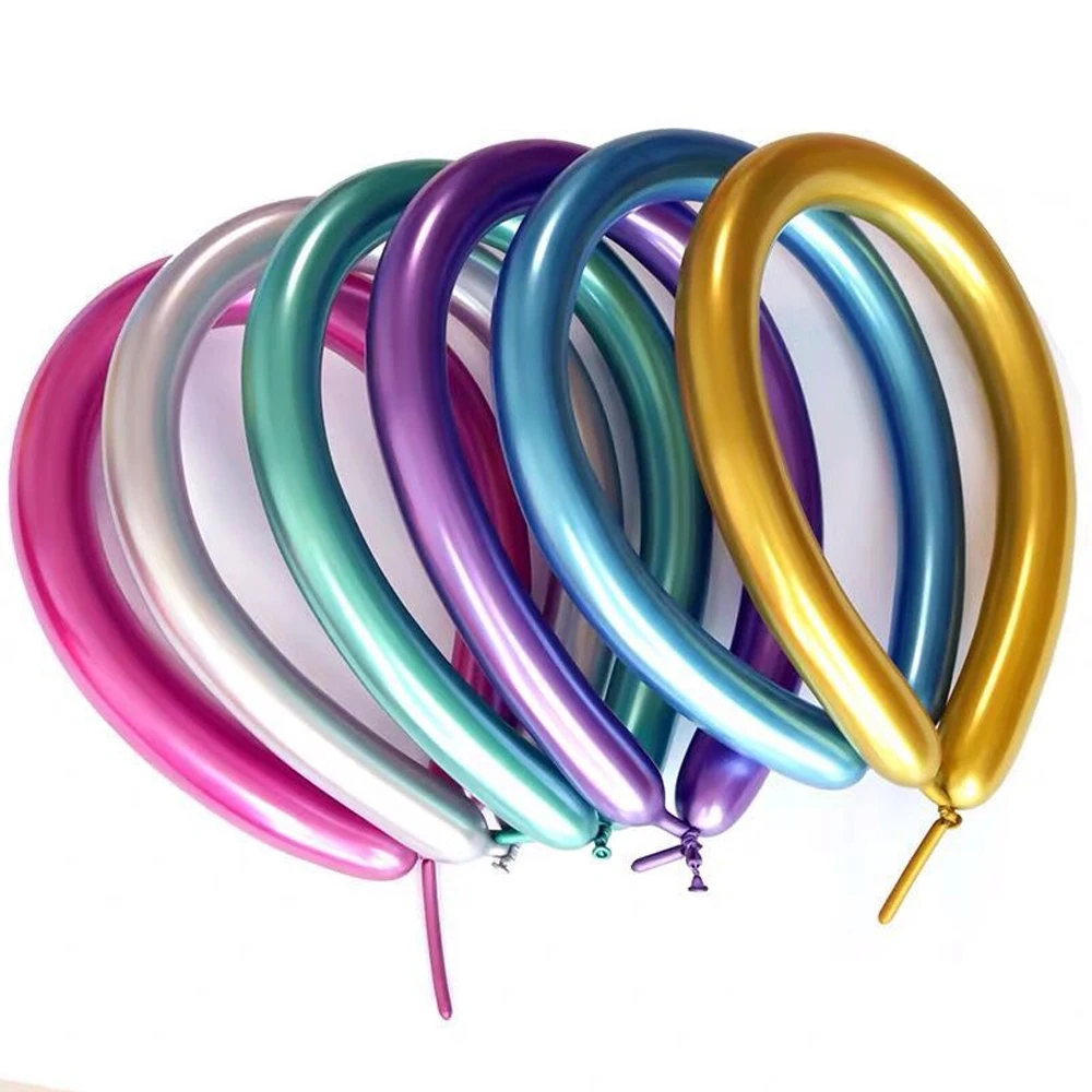 10/20/30 Stück lange Metallballons Metallic Silber Blau Lila Grün Chrom Roségold Langer Ballon für Geburtstag Babyparty Dekor – Detail 2