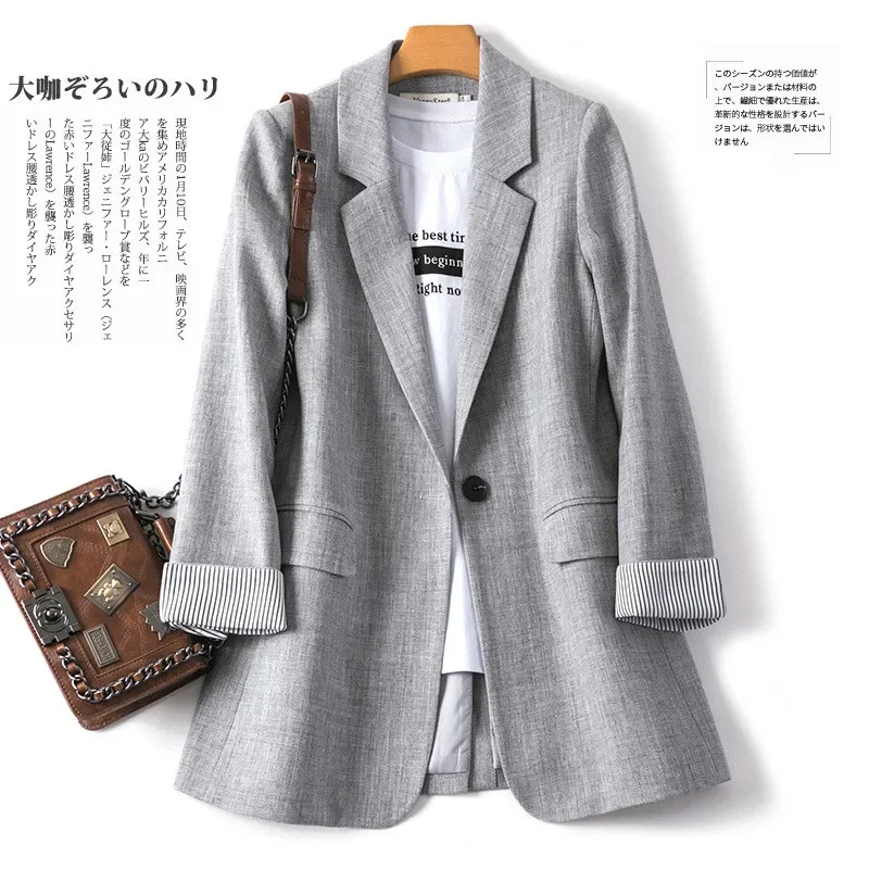 Ladies Long Sleeve Spring Casual Blazer 2024 New Fashion Business Plaid Suits Women Work Office Blazer Women Jackets Coats S-3XL