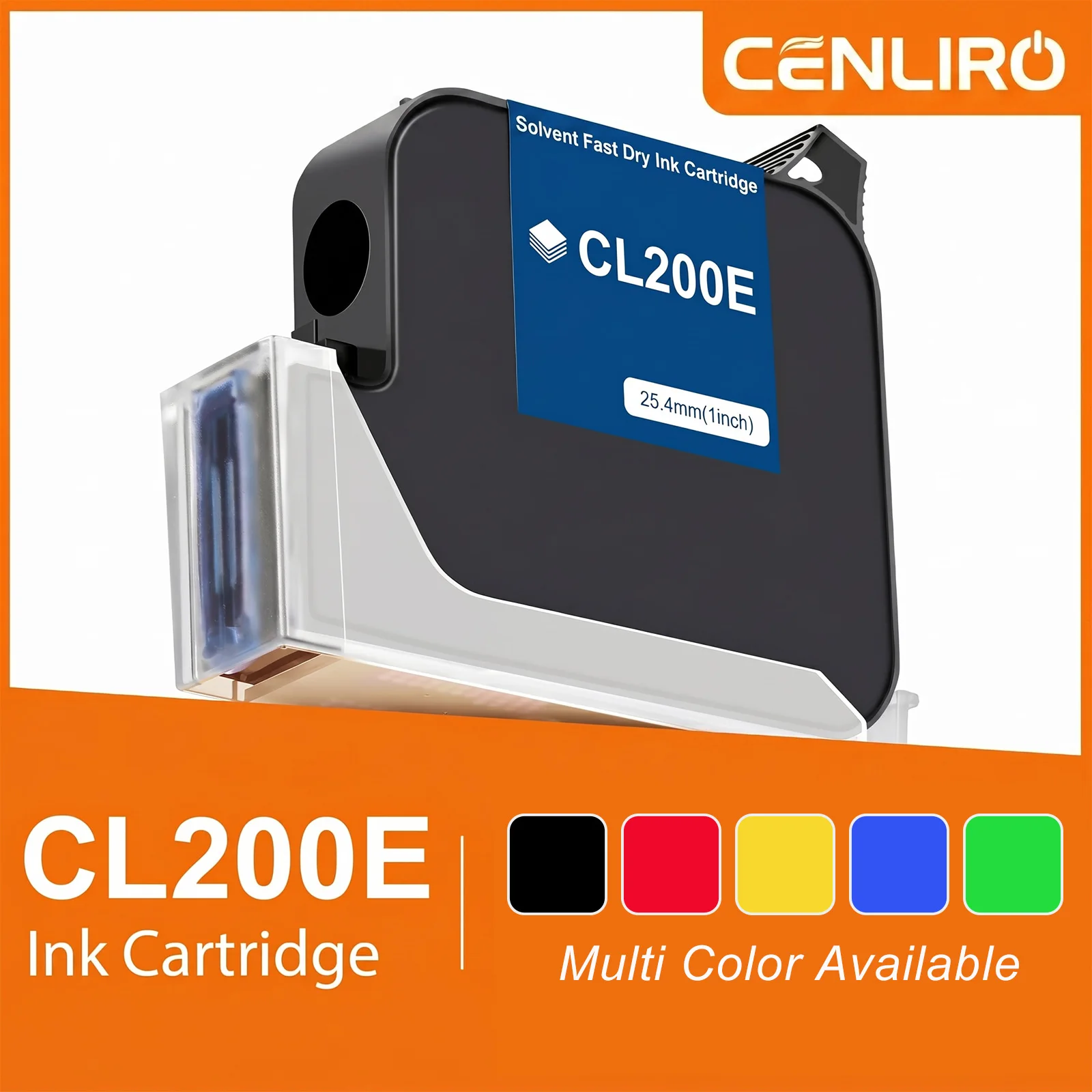 Cenliro CL200E 25.4mm Multi Color Solvent Ink Cartridge Quick Dry Waterproof High Adhesion for Most Material Handheld Printer