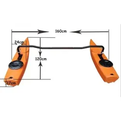120cm LLDPE Aluminum Shaft Roto-Molded Canoe Kayak Outrigger Float Fishing Kayak Stabilizers Kayak Pontoon Accessories Outdoor