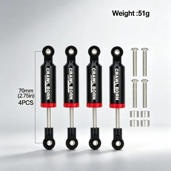 4 amortisseurs à ressort intégré en métal de 70 mm, pièces de voiture RC Crawler compatibles avec Axial SCX10 TRX4 D90 Redcat 90046 Capra