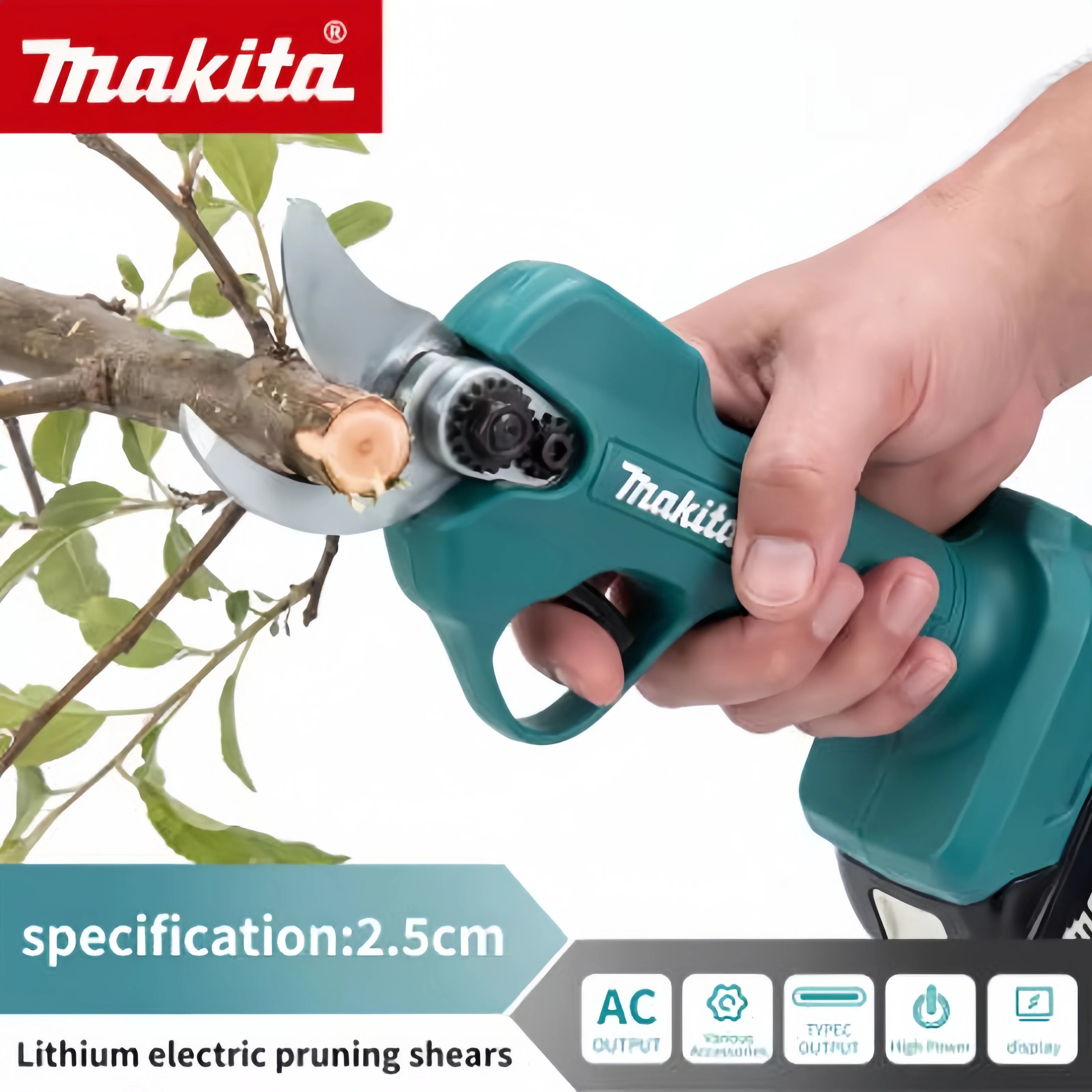 Makita 18V Cordless Pruning Shears DUP181Z 125mm Slim Grip with 4 Opening Angles XPT Water Resistant for Garden And Orchard