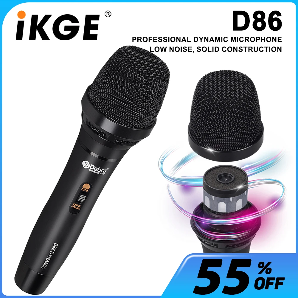 D86 Corded Handheld Microphone, metal, 6.5 mm, connects to a variety of equipment microphones, suitable for stage performances