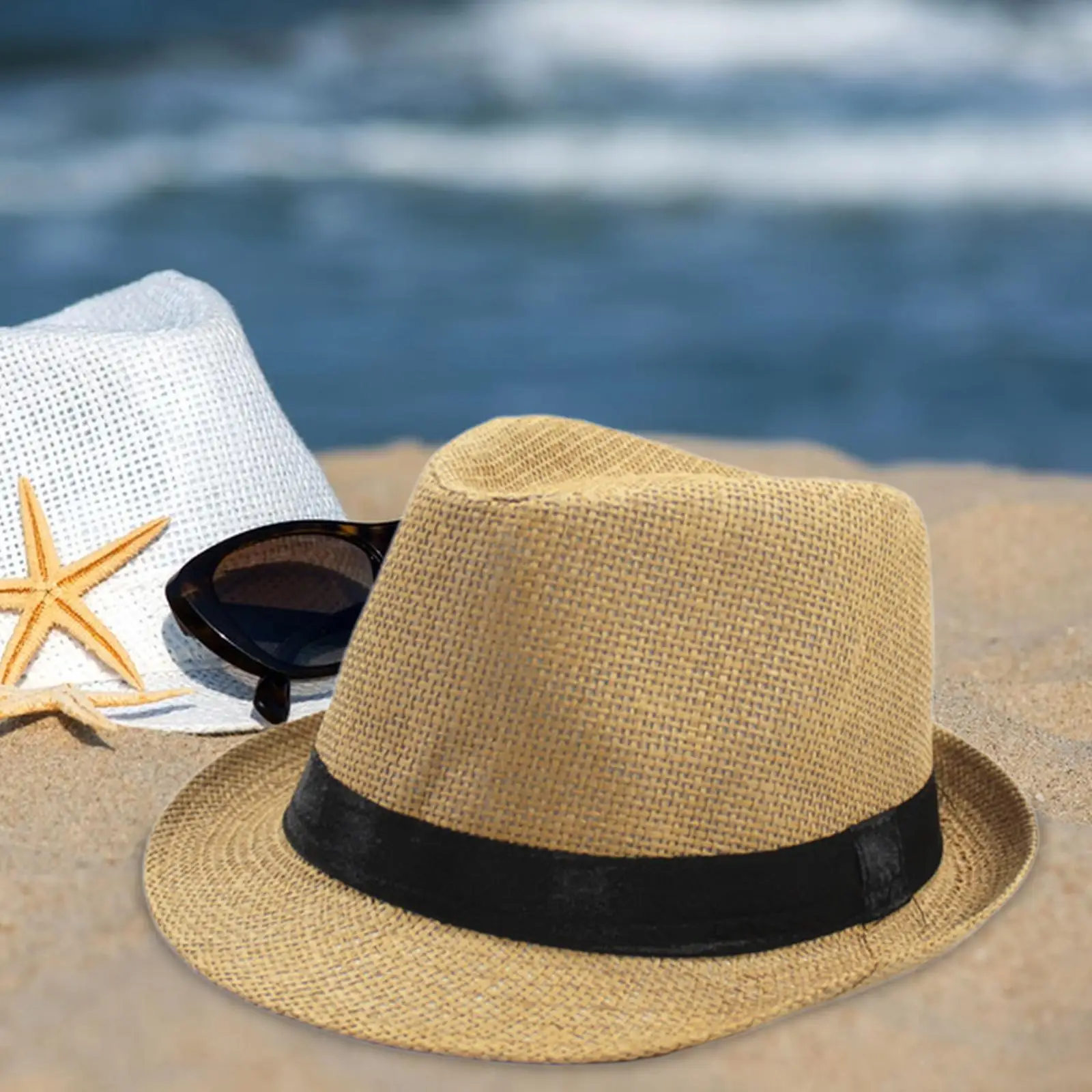 Lightweight Papyrus Top Hat for Summer Beach Sun Protection Breathable Versatile Outdoor Travel Party Costume Hat