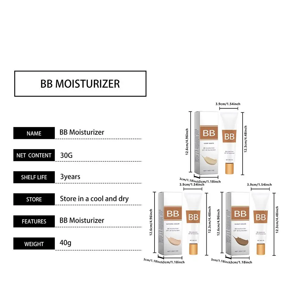 BB Cream Even Skin Tone Sunscreen Foundation Cream For Face Makeup Concealer Waterproof Pores Cover Blemishes Natural Cosmetics