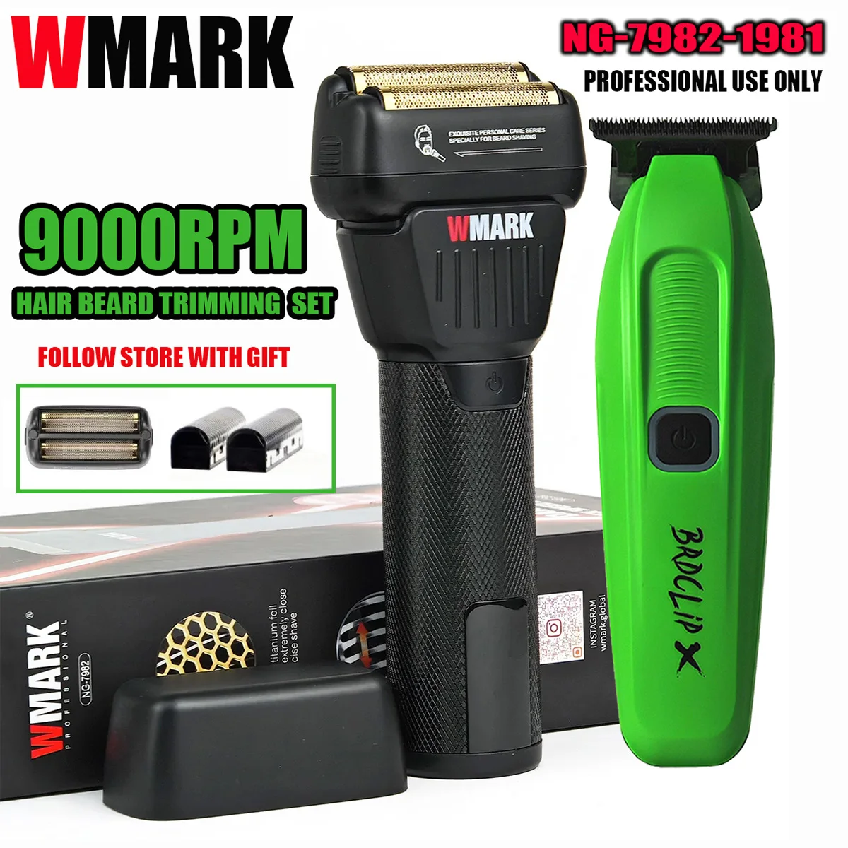 

WMARK Мужская электробритва 9000 об/мин, бритва для стрижки бороды, профессиональная машинка для стрижки волос, триммер для стрижки волос, набор для использования в салоне