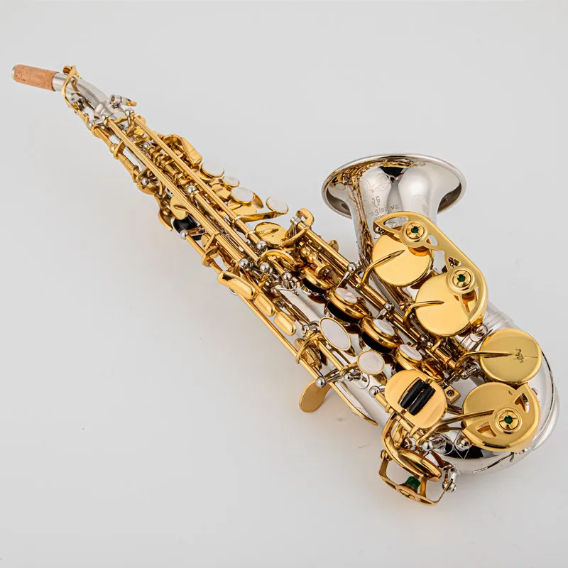 

New Professional SC-9937 Bb Soprano Saxophone Silver Plated A golden key Brass Professional Woodwind Instrument B Flat Sax