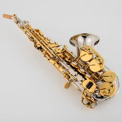 New Professional SC-9937 Bb Soprano Saxophone Silver Plated A golden key Brass Professional Woodwind Instrument B Flat Sax