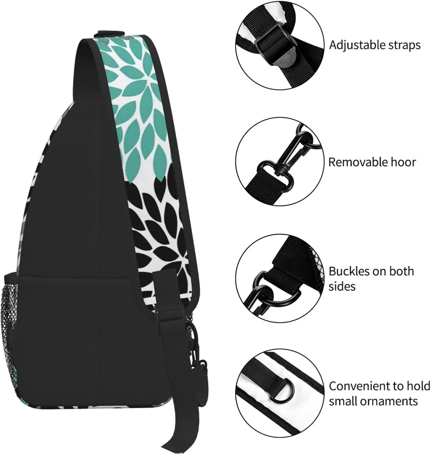 حقيبة ظهر صغيرة بحمالة على شكل زهرة الداليا، حقيبة صدر بحمالة كروس، حقيبة صدر Daypack Fanny Pack لحقيبة الظهر الخارجية للنساء والرجال