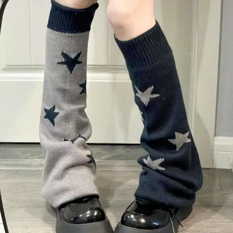 

Harajuku Star Knitted Leg Warmers Jk Uniform Lolita Girls Warm Knee Bands Winter Leg Protection Y2K Socks Boots Shinguard Covers