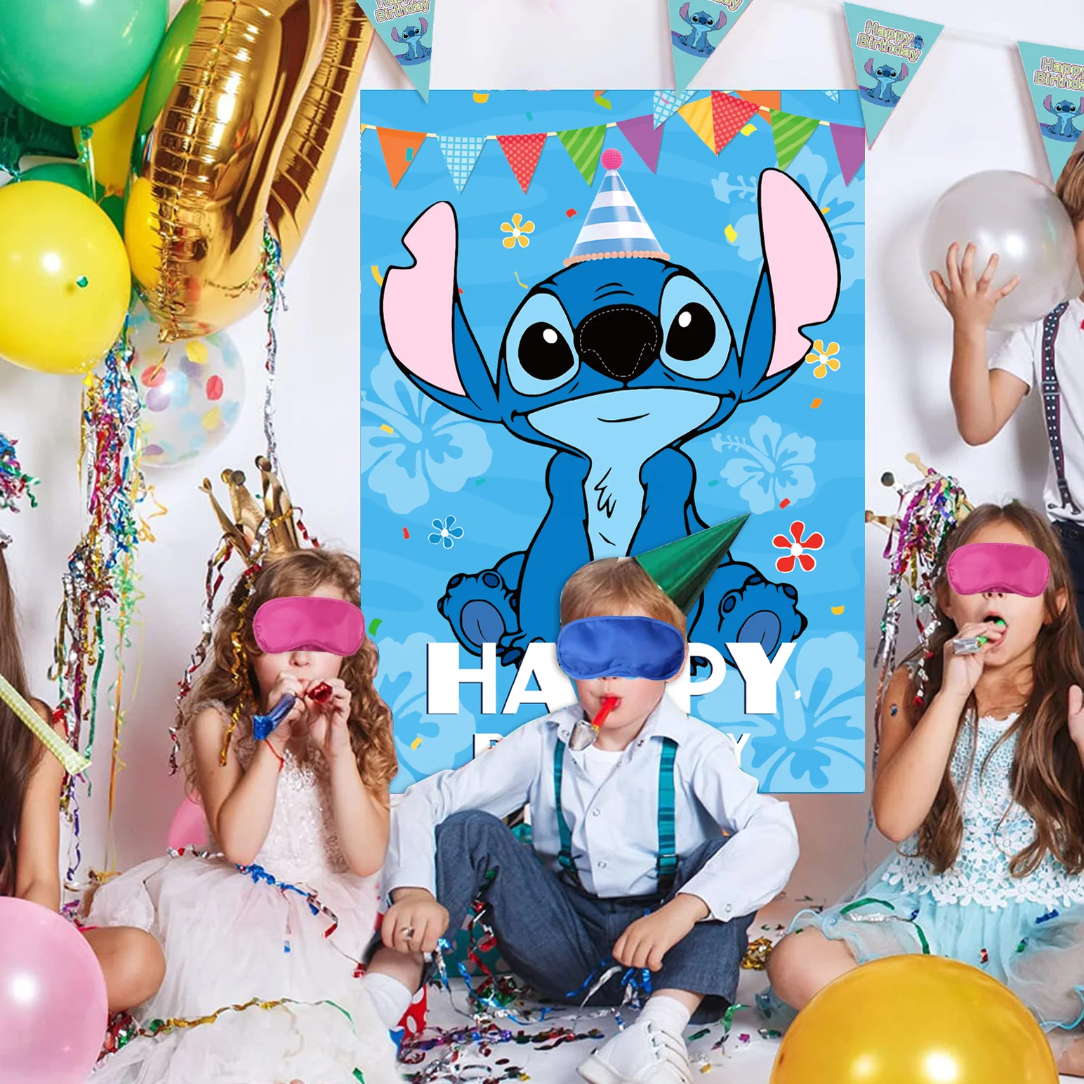 Pin The Nose On The Stitch Party Game Posters Stickers Disney Stitch Party Decoration Kids Baby Shower Favor Birthday Sets Gift