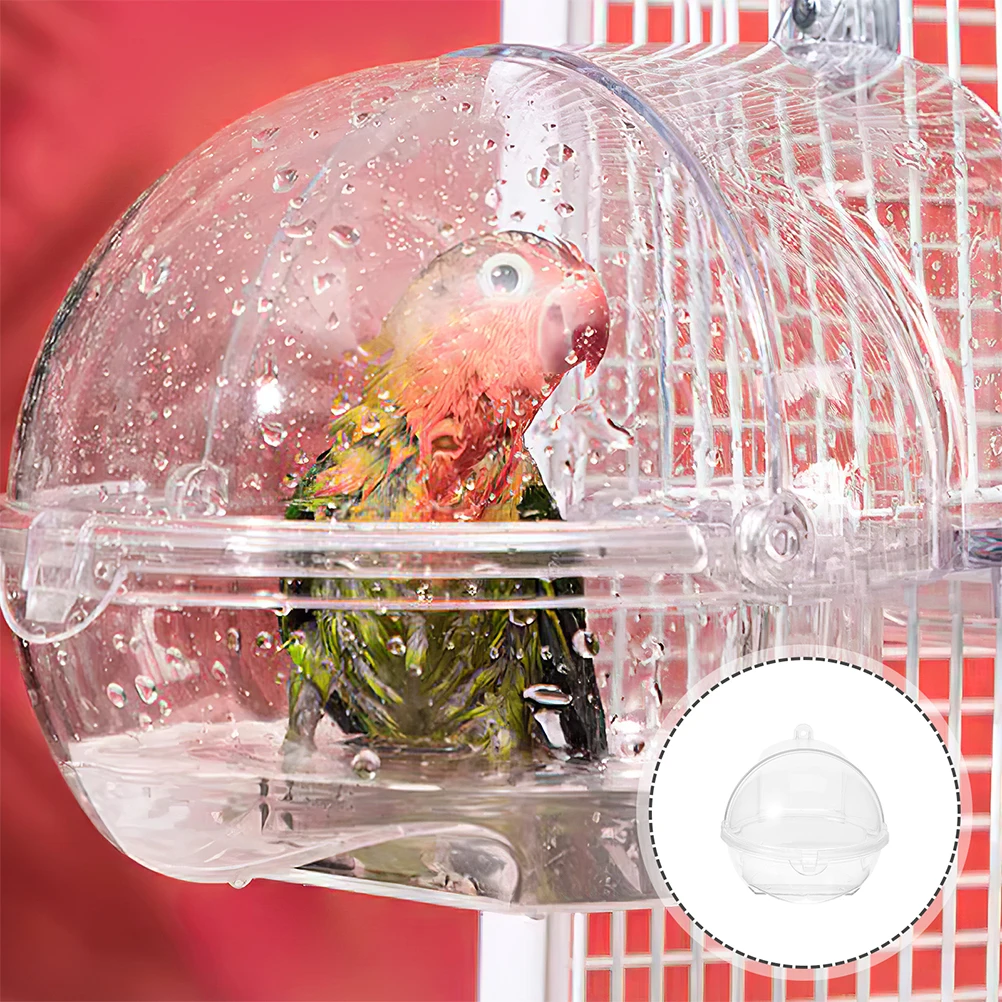 

2Pcs Parrot Bird Bath For Cage Tub Plastic Reusable Cage Hanging Bird Shower Box Lightweight Practical Easy Clean Bathtub