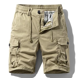 Men Summer New Brand Cotton Cargo Shorts Mens Classic Casual Multi-pocket Tactical Shorts Pants Elastic waist Jogger Shotrs Male
