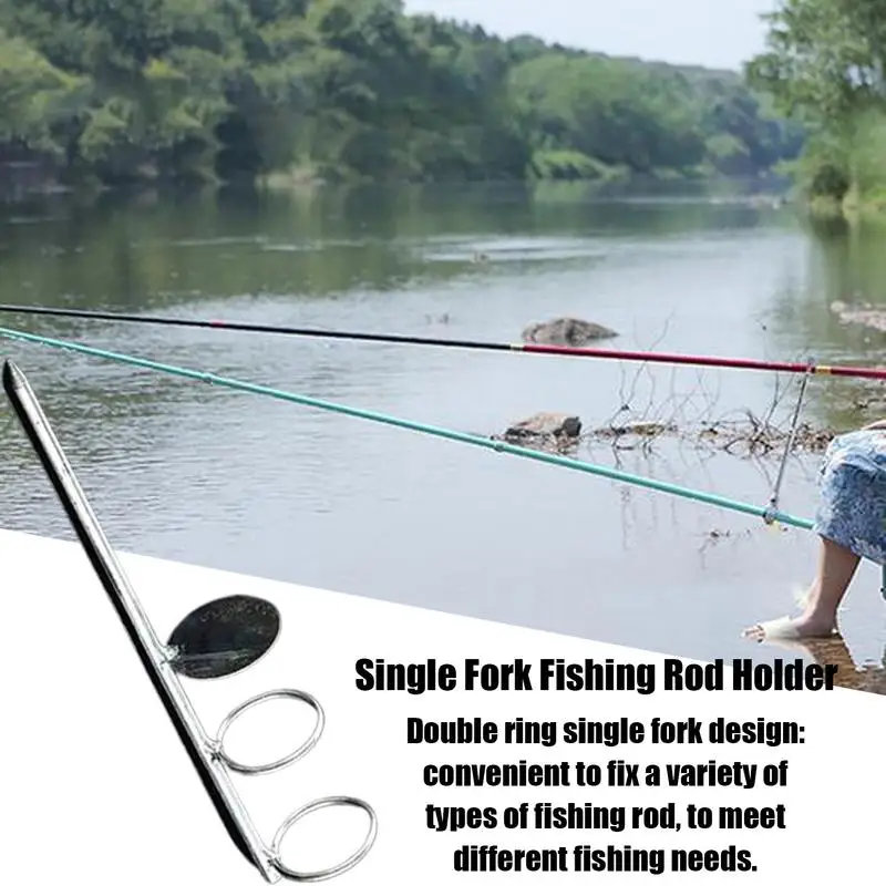 Rod Racks For Fishing Poles Ground Stake Fishing Rod Holders Fishing Rack Double Rings Single Fork Fish Pole Holder Fishing