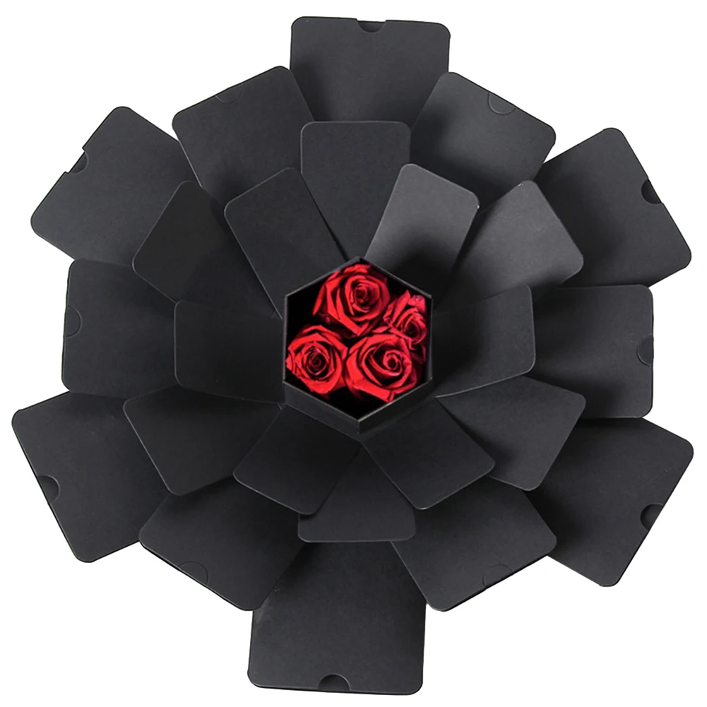 Caja de explosión sorpresa con álbum de fotos hecha a mano, caja de regalo de explosión de 6 caras, creativa para propuesta de boda del Día de San Valentín