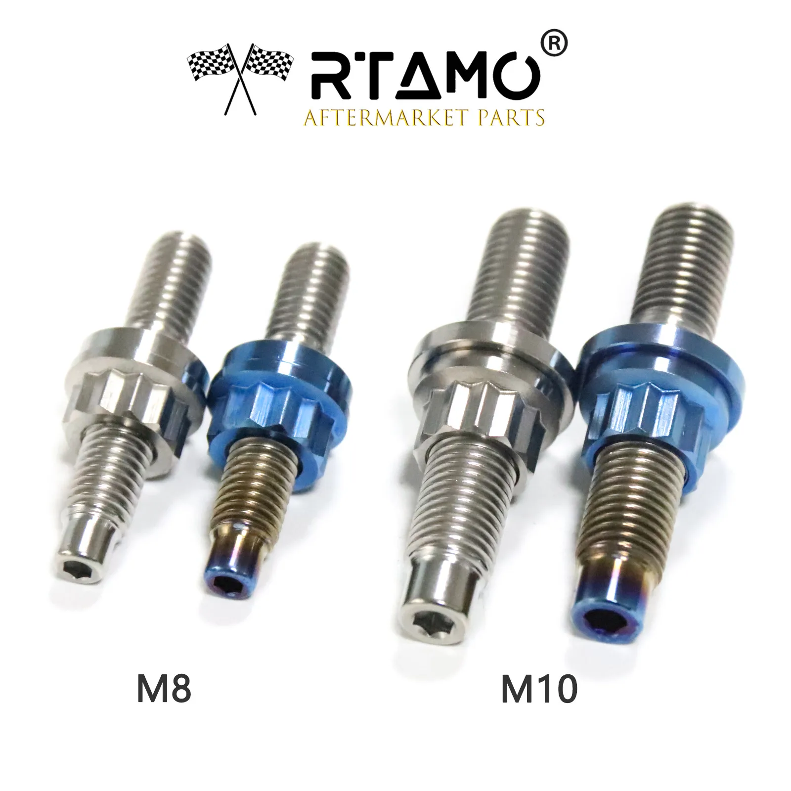 RTAMO Gr5 Titan Auspuffrohrschrauben M8X45 M10X55mm Kfz-Abgaskrümmer-Stiftschrauben-Kit Schrauben-Muttern-Unterlegscheiben-Set – Detail 5