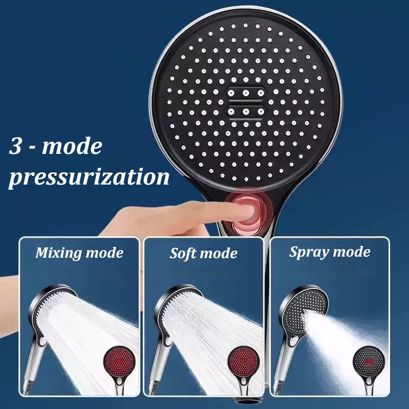 Super High Pressure Large Panel Shower Head 3-Spray Settings Universal Home Bathroom Shower Sprayer