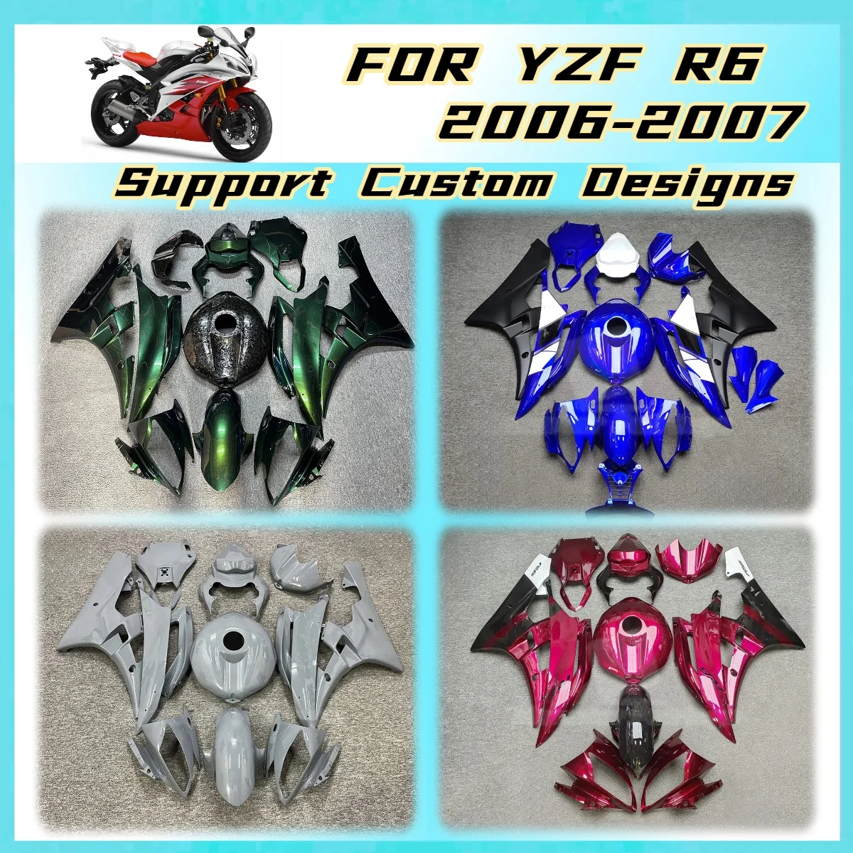 Carbon Fiber Look 2006 2007 YZFR6 Fairing Kit Perfect Fit for Yamaha YZF R6 06 07 Direct Replacement Fairings Set