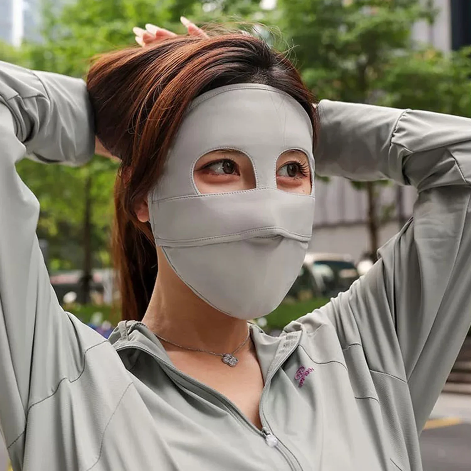 Zomer volledig gezicht UV-bescherming gezichtsmasker Herbruikbaar zonnebrandcrème Wasbaar Zacht ademend ijszijde Outdoor fietsmaskeraccessoires