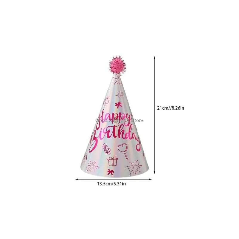 10xReusable Paper Cone Party Hat With Glittering Design For Most Ages