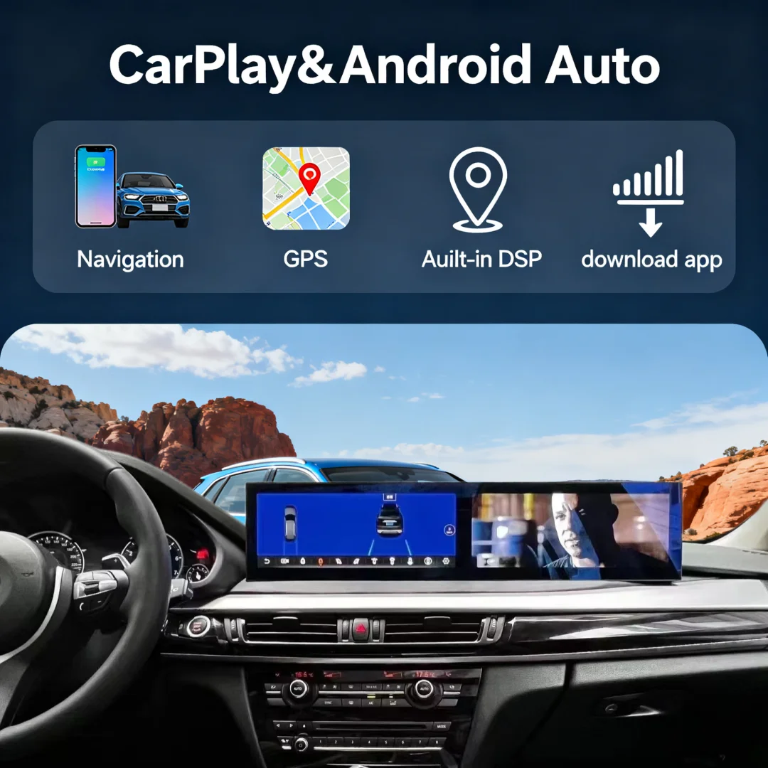 24.6 inch HD Dual Screen Android Car Radio GPS Navigation Multimedia Video Player For BMW X5 X6 F15 F16 2014-2017 Stereo CarPlay