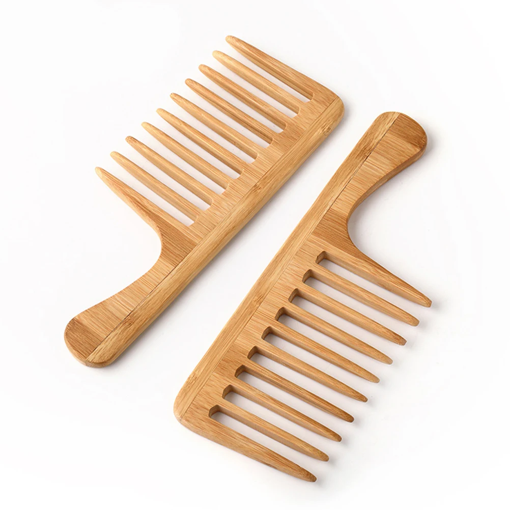 

Bamboo Wide Tooth Comb for Men Styling Barber Professional Cutting Wet Hair Travel Large Size Durable Firm Textured Pattern Mens
